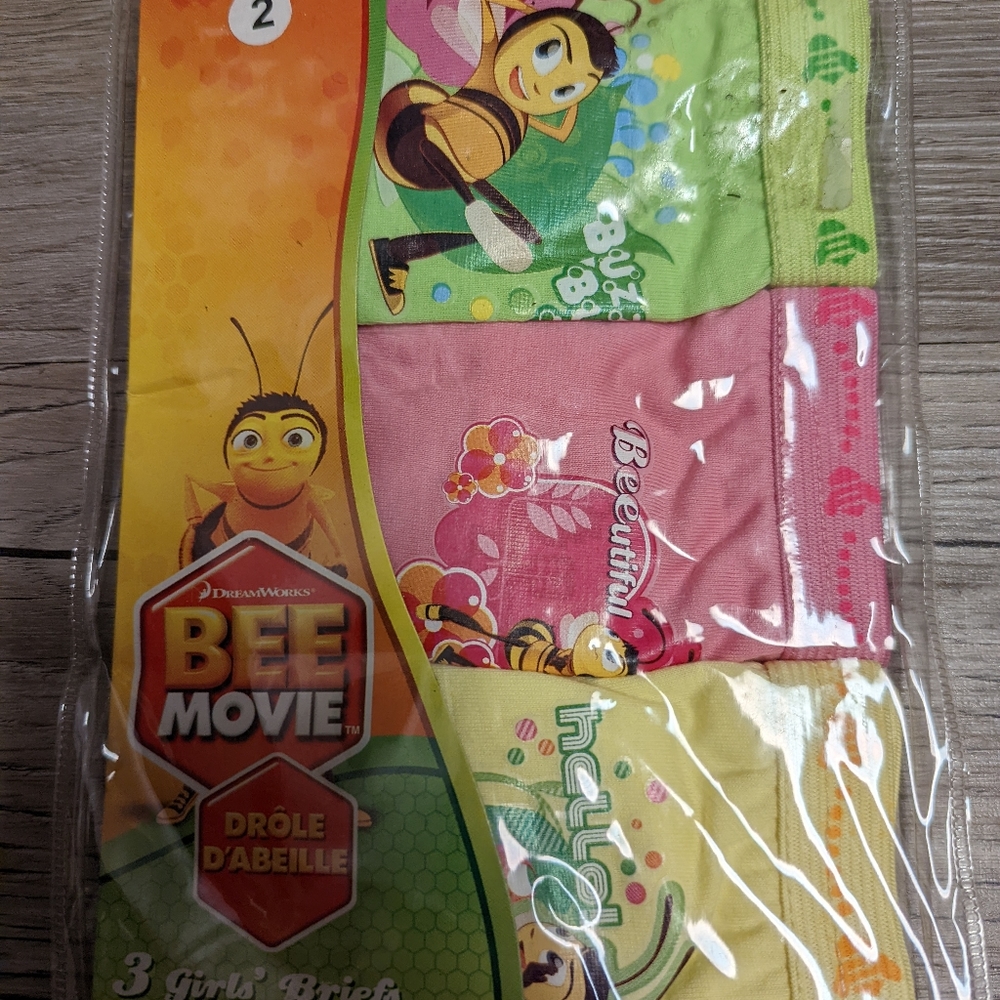Brand new, girls underwear, Bee Movie, size 2 pack of 3